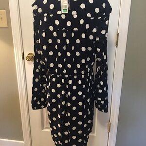 Crown & Ivy NWT dress sz XL. Polka dots, ruffles, long sleeves.